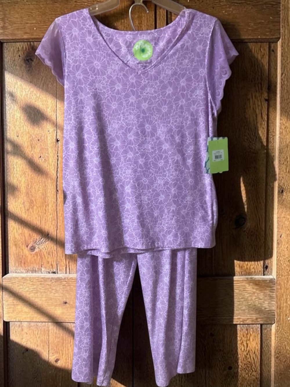 Women’s Pajamas Size Medium with a Purple Flower Print, NWT